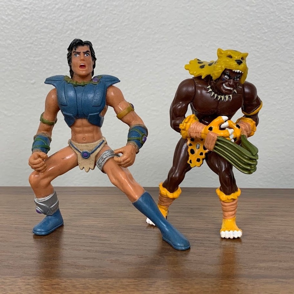 Vintage Tarzan 1995 Edgar Rice Burroughs Action Figure Set Leopard Man Toy 90s